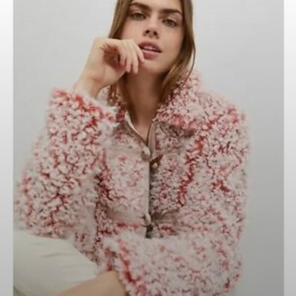 NWT Anthropologie Brenna Faux Fur Rose Puffer Jacket SIZE XS - Picture 3 of 10